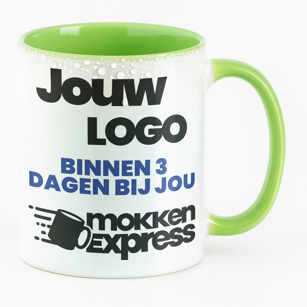 #Farbe_Lichtgroen
Lichtgroene keramische mok met logo bedrukt. Laat nu uw mok met bedrijfslogo bedrukken