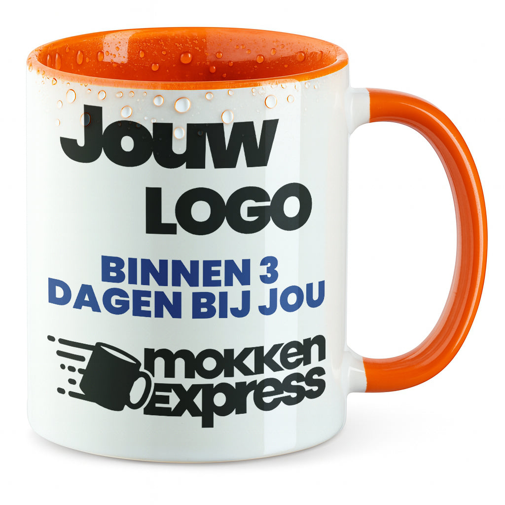 #Farbe_Oranje
Oranje keramische mok met logo bedrukt. Laat nu uw mok met bedrijfslogo bedrukken