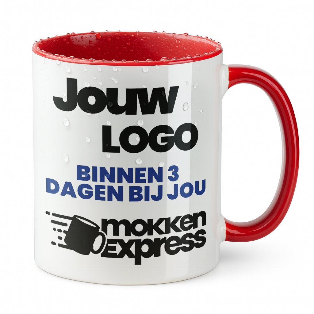 #Farbe_Rood
Rode keramische mok met logo bedrukt. Laat nu uw mok met bedrijfslogo bedrukken