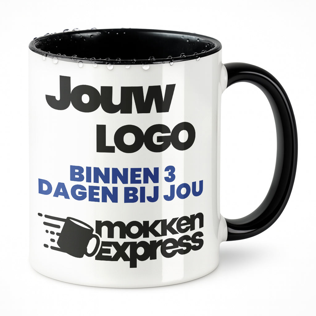 #Farbe_Zwart
Zwarte keramische mok met logo bedrukt. Laat nu uw mok met bedrijfslogo bedrukken.