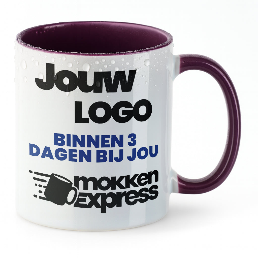#Farbe_Violet
Violette keramische mok met logo bedrukt. Laat nu uw mok met bedrijfslogo bedrukken.